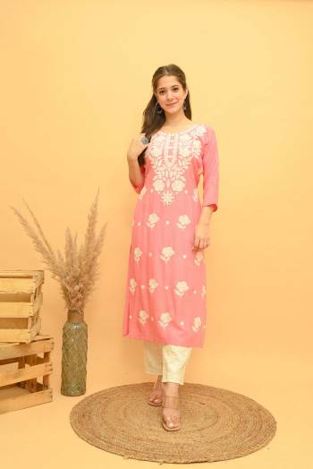 Garb This Disigner Readymade Long Kurti With Pant In Fine Color. Its Kurti And Pant Are Rayon Slub Fabricated Beautified With Designer Multy Embroidery Work. It Is Light In Weight And Easy To Carry All Day Long. Buy Now.