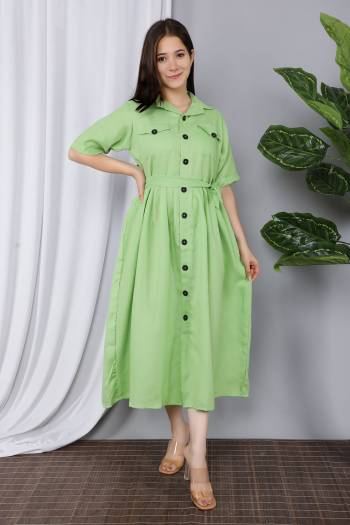 Attrective This Partywear Readymade Long Kurti In Fine Color. Its Kurti Are Cotton Flex Fabricated Beautified With Designer Button With Belt. It Is Light In Weight And Easy To Carry All Day Long. 