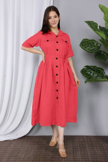 Attrective This Partywear Readymade Long Kurti In Fine Color. Its Kurti Are Cotton Flex Fabricated Beautified With Designer Button With Belt. It Is Light In Weight And Easy To Carry All Day Long. 