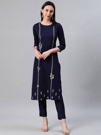 Attrective Looking This Readymade Long Kurti With Bottom In Fine Color. This Kurti And Pant Are Fabricated On Rayon Beautified With Designer Khadi And Foil Printed. It Is Light In Weight And Easy To Carry All Day Long. 