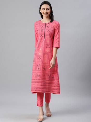 Attrective Looking This Readymade Long Kurti With Bottom In Fine Color. This Kurti And Pant Are Fabricated On Rayon Beautified With Designer Foil Printed. It Is Light In Weight And Easy To Carry All Day Long. 