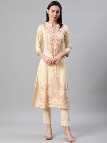 Attrective Looking This Readymade Long Kurti With Bottom In Fine Color. This Kurti And Pant Are Fabricated On Rayon Beautified With Designer Foil Printed. It Is Light In Weight And Easy To Carry All Day Long. 