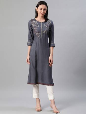 Attrective Looking This Readymade Long Kurti With Bottom In Fine Color. This Kurti And Pant Are Fabricated On Rayon Beautified With Designer Foil Printed. It Is Light In Weight And Easy To Carry All Day Long. 