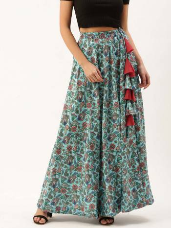 Attrective This Good Looking Readymade Skirt In Fine Color. Its Skirt Are Cotton Rayon Fabricated Beautified With Fancy Designer Digital Printed With Hand Made Tassels. It Is Light In Weight And Easy To Carry All Day Long. 