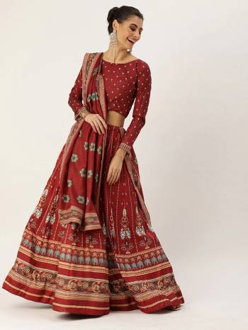 Garb This Partywear Heavy Designer Lehenga Choli And Dupatta In Fine Color. This Lahenga Choli Are Vaishari Silk And Dupatta Are Maslin Fabricated On Beautified With Attractive Designer Printed.Buy Now. 