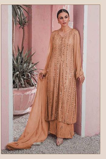 Attrective This Designer Pakistani Suit In Fine Light Color.Its Pretty Heavy Designer Embroidery Work Top Is Faux Georgette Based Paired With Faux Georgette Bottom And Chiffon Fabricated Dupatta Which Gives An Attractive To The Suit.