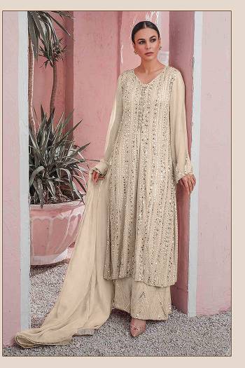 Attrective This Designer Pakistani Suit In Fine Light Color.Its Pretty Heavy Designer Embroidery Work Top Is Faux Georgette Based Paired With Faux Georgette Bottom And Chiffon Fabricated Dupatta Which Gives An Attractive To The Suit.