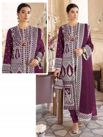 Look Attrctive This Designer Pakistani Suit In Dark Color.Its Pretty Heavy Designer Embroidery Work Top Is Faux Georgette Based Paired With Santoon Bottom And Net Fabricated Dupatta Which Gives An Attractive To The Suit.