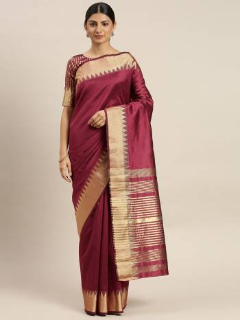 Garb This Designer Fine Colour Saree Paired With Blouse.This Saree And Blouse Are Assam Silk Fabric With Heavy Weaving Designer. Buy This Pretty Saree Now.