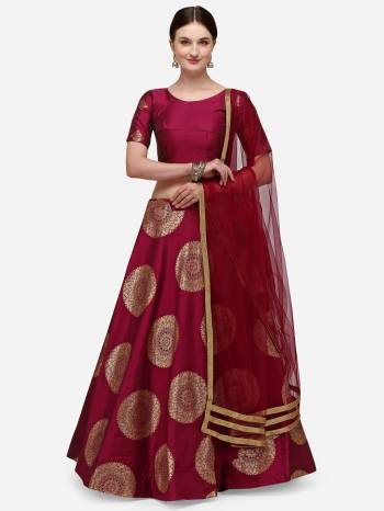 Looking This Partywear Heavy Designer Lehenga Choli And Dupatta In Fine Color. This Lahenga Choli Are Banarasi Silk And Dupatta Are Net Fabricated On Beautified With Attractive Wevon Jacquard Designer.Buy Now. 