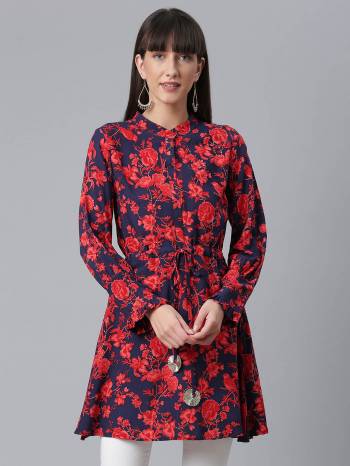 Attrective This Readymade Western Kurti In Fine Color Fabricated On Rayon Beautified With Designer Printed. It Is Light In Weight And Easy To Carry All Day Long. 