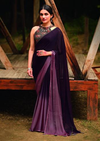 Designer This Partywear Fine Color Saree Paired With Contrasted Blouse.This Saree And Blouse Are Velvet Chiffon Fabric With Heavy Designer Pedding With Printed Blouse. Buy This Pretty Saree Now.