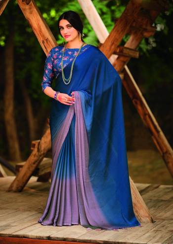 Designer This Partywear Fine Color Saree Paired With Contrasted Blouse.This Saree And Blouse Are Velvet Chiffon Fabric With Heavy Designer Pedding With Printed Blouse. Buy This Pretty Saree Now.