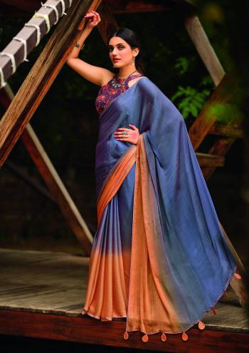 Designer This Partywear Fine Color Saree Paired With Contrasted Blouse.This Saree And Blouse Are Velvet Chiffon Fabric With Heavy Designer Pedding With Printed Blouse. Buy This Pretty Saree Now.