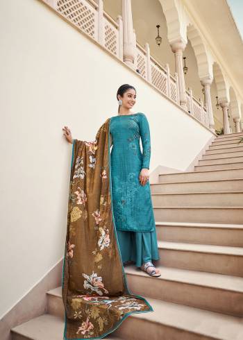 Attrective This Designer Suits In Lovely Color.?Its Pretty Designer Digital Printed With Hand Work Top Is Pashmina Silk Based Paired Bottom Pashmina Silk With Velvet Fabricated Dupatta Which Gives An Attractive To The Dress.Buy Now.