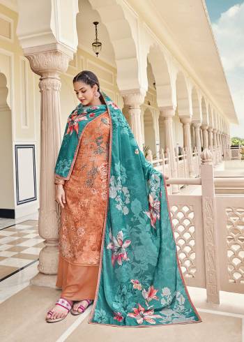 Attrective This Designer Suits In Lovely Color.?Its Pretty Designer Digital Printed With Hand Work Top Is Pashmina Silk Based Paired Bottom Pashmina Silk With Velvet Fabricated Dupatta Which Gives An Attractive To The Dress.Buy Now.