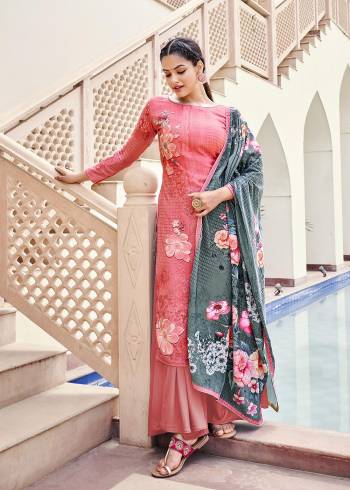 Attrective This Designer Suits In Lovely Color.?Its Pretty Designer Digital Printed With Hand Work Top Is Pashmina Silk Based Paired Bottom Pashmina Silk With Velvet Fabricated Dupatta Which Gives An Attractive To The Dress.Buy Now.