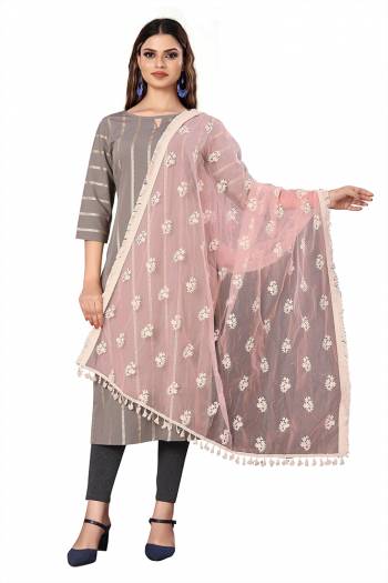 Enhance The Look Of Your Gown, Lehenga Or Even Kurti With This Pretty Cotton White Thread With Gold Sequance Embroidered Work Net Fabricated Dupatta. You Can Pair This Up Same Or Contrasting Colored Attire. Buy Now.