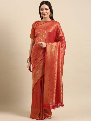 Looking This Traditional Partywear Saree Are Fine Saree Paired With Blouse.This Saree And Blouse Are Silk Fabric With Designer Weaving Jacquard Work. Buy This Pretty Saree Now.