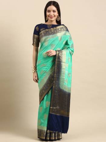 Looking This Traditional Partywear Saree Are Fine Saree Paired With Blouse.This Saree And Blouse Are Silk Fabric With Designer Weaving Jacquard Work. Buy This Pretty Saree Now.