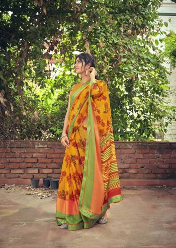 Attrective Look Pretty In This Beautifull Partywear Saree In Lovely Color Paired With Blouse. This Saree And Blouse Are Fabricated On Viscose Brosso With Designer Brasso Printed With Lace Border. Buy This Saree Now