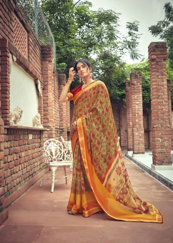 Attrective Look Pretty In This Beautifull Partywear Saree In Lovely Color Paired With Blouse. This Saree And Blouse Are Fabricated On Viscose Brosso With Designer Brasso Printed With Lace Border. Buy This Saree Now