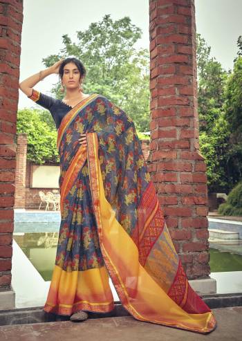 Attrective Look Pretty In This Beautifull Partywear Saree In Lovely Color Paired With Blouse. This Saree And Blouse Are Fabricated On Viscose Brosso With Designer Brasso Printed With Lace Border. Buy This Saree Now