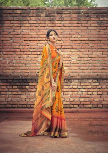 Attrective Look Pretty In This Beautifull Partywear Saree In Lovely Color Paired With Blouse. This Saree And Blouse Are Fabricated On Viscose Brosso With Designer Brasso Printed With Lace Border. Buy This Saree Now