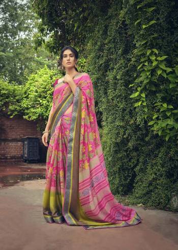 Attrective Look Pretty In This Beautifull Partywear Saree In Lovely Color Paired With Blouse. This Saree And Blouse Are Fabricated On Viscose Brosso With Designer Brasso Printed With Lace Border. Buy This Saree Now