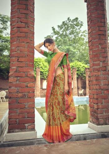 Attrective Look Pretty In This Beautifull Partywear Saree In Lovely Color Paired With Blouse. This Saree And Blouse Are Fabricated On Viscose Brosso With Designer Brasso Printed With Lace Border. Buy This Saree Now