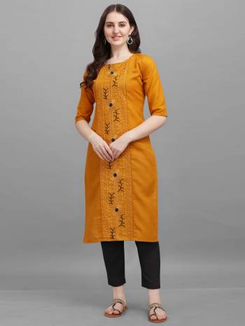 Garb This Good Looking Readymade Kurti In Fine Color. Its Kurti Are Cotton Slub Fabricated Beautified With Fancy Designer Embroidey Work. It Is Light In Weight And Easy To Carry All Day Long. 