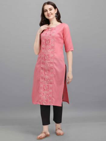 Garb This Good Looking Readymade Kurti In Fine Color. Its Kurti Are Cotton Slub Fabricated Beautified With Fancy Designer Embroidey Work. It Is Light In Weight And Easy To Carry All Day Long. 