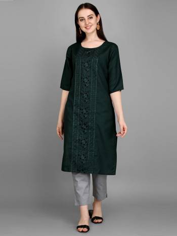 Garb This Good Looking Readymade Kurti In Fine Color. Its Kurti Are Cotton Slub Fabricated Beautified With Fancy Designer Embroidey Work. It Is Light In Weight And Easy To Carry All Day Long. 