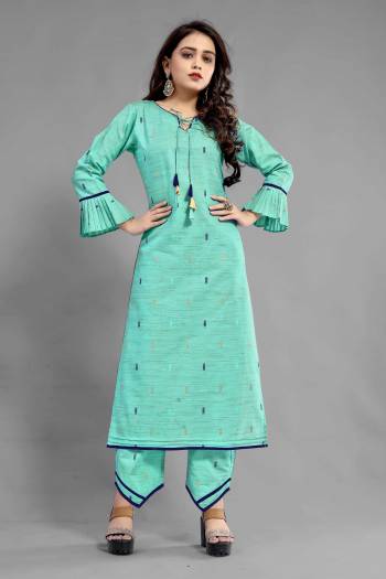 Stylist This Readymade Long Kurti In Fine Light Color. This Kurti Are Cotton Fabricated Beautified With Designer Butti Wevon With Hand Work. It Is Light In Weight And Easy To Carry All Day Long. 