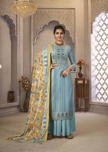 Stylist This Sharara Designer Long Length Suit In Lovely Color.Its Pretty Designer Digital Printed With Hand Work Top Is Velvet Based Paired With Pashmina Silk Bottom And Velvet Fabricated Dupatta Which Gives An Attractive To The Suit.