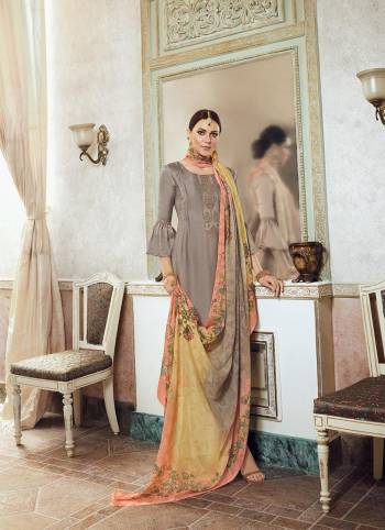 Looking This Designer Plazzo Suits In Lovely Color.?Its Pretty Designer Multy Embroidery Work Top Is Satin Georgette Based Paired Bottom Santoon With Brasso Fabricated Digital Printed With Mukesh Work Dupatta.Which Gives An Attractive To The Dress.Buy Now.