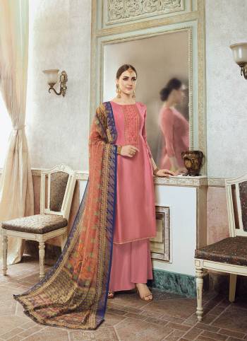 Looking This Designer Plazzo Suits In Lovely Color.?Its Pretty Designer Multy Embroidery Work Top Is Satin Georgette Based Paired Bottom Santoon With Brasso Fabricated Digital Printed With Mukesh Work Dupatta.Which Gives An Attractive To The Dress.Buy Now.