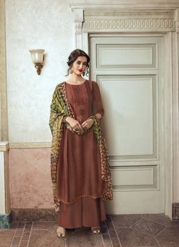 Looking This Designer Plazzo Suits In Lovely Color.?Its Pretty Designer Multy Embroidery Work Top Is Satin Georgette Based Paired Bottom Santoon With Brasso Fabricated Digital Printed With Mukesh Work Dupatta.Which Gives An Attractive To The Dress.Buy Now.