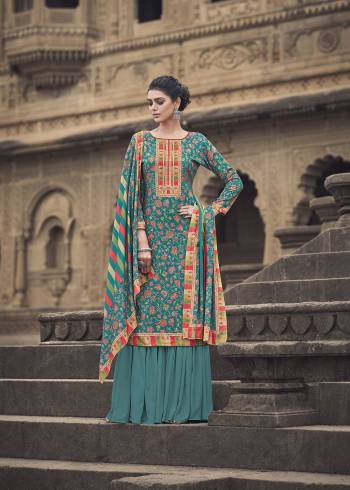 Garb This Designer Plazzo Suits In Lovely Color.?Its Pretty Designer Digital Printed With Hand Work Top Is Pashmina Silk Based Paired Bottom Pashmina Silk With Acrylic Pashmina Fabricated Digital Printed Dupatta.Which Gives An Attractive To The Dress.Buy Now.