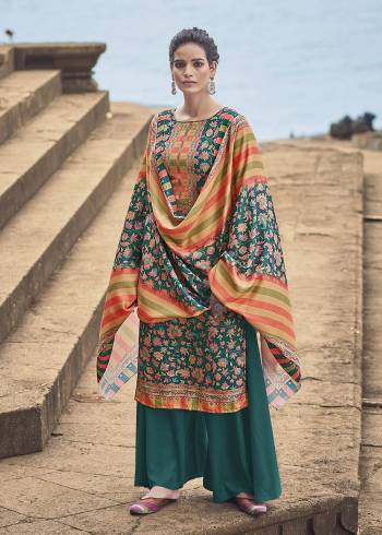 Garb This Designer Plazzo Suits In Lovely Color.?Its Pretty Designer Digital Printed With Hand Work Top Is Pashmina Silk Based Paired Bottom Pashmina Silk With Acrylic Pashmina Fabricated Digital Printed Dupatta.Which Gives An Attractive To The Dress.Buy Now.