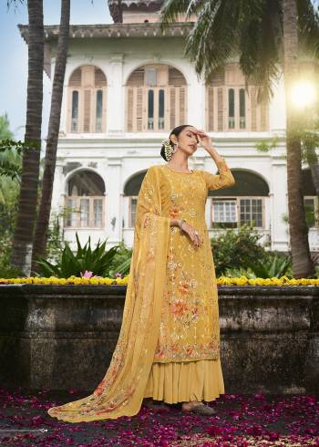 Attrective This Designer Sharara Suits In Lovely Color.?Its Pretty Designer Digital Printed With Embroidery Work Top Is Georgette Based Paired Bottom Santoon With Georgette Fabricated Dupatta. Which Gives An Attractive To The Dress.Buy Now.