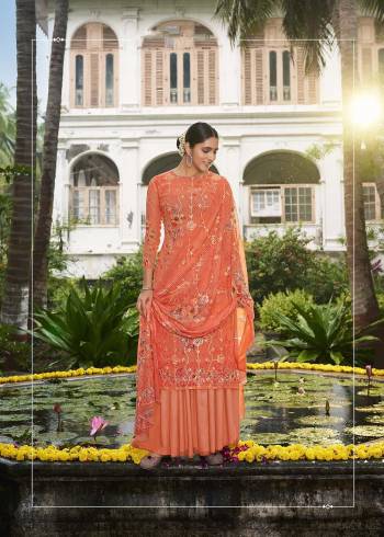 Attrective This Designer Sharara Suits In Lovely Color.?Its Pretty Designer Digital Printed With Embroidery Work Top Is Georgette Based Paired Bottom Santoon With Georgette Fabricated Dupatta. Which Gives An Attractive To The Dress.Buy Now.