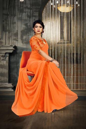 Attrective This Designer Partywear Saree Are Fine Saree Paired With Blouse.This Saree Are Georgette And Blouse Are Art Silk Wevon Designer Based Fabric. Buy This Pretty Saree Now.