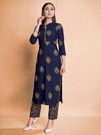 Greb This Readymade Kurti With Pant In Fine Color.This Kurti And Pant Are Rayon Fabricated Beautified With Foil Printed Designer. It Is Light In Weight And Easy To Carry All Day Long. 