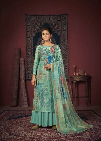 Looking This Designer Plazzo Suits In Lovely Color.?Its Pretty Designer Digital Printed With Embroidery Work Top Is Pashmina Silk Based Paired Bottom Pashmina Silk With Acrylic Pashmina Fabricated Dupatta Which Gives An Attractive To The Dress.Buy Now.