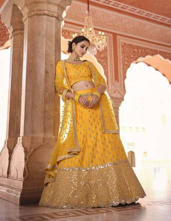 Attrective This Bridal Heavy Designer Lehenga Choli In Fine Color Fabricated On Art Silk Beautified Fabric Lahenga Choli With Heavy Designer Real Mirror,Jari Embroidery Work.Buy Now. 