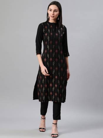 Looking This Readymade Long Kurti With Bottom In Fine Color. This Kurti And Pant Are Fabricated On Rayon Beautified With Designer Foil Printed. It Is Light In Weight And Easy To Carry All Day Long. 