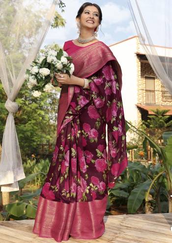 Designer This Wedding Partywear Fine Color Saree Paired With Blouse.This Saree And Blouse Are Soft Cotton Fabric With Heavy Designer Wevon Border With Digital Printed. Buy This Pretty Saree Now.