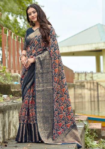 Designer This Wedding Partywear Fine Color Saree Paired With Blouse.This Saree And Blouse Are Soft Cotton Fabric With Heavy Designer Wevon Border With Digital Printed. Buy This Pretty Saree Now.