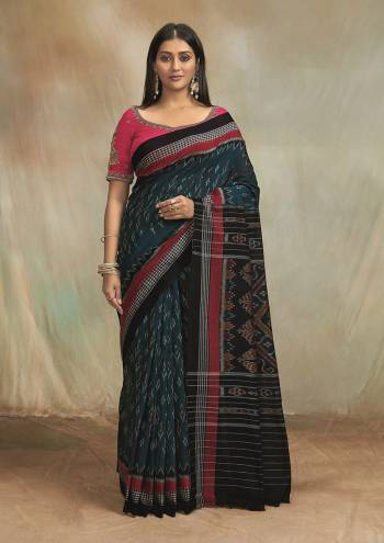 Looking This Traditional Saree Are Fine Saree Paired With Contrasted Blouse.This Saree Are Mul Mul Cotton And Blouse Are Silk Blend Fabric With Designer Ikkat Printed. Buy This Pretty Saree Now.